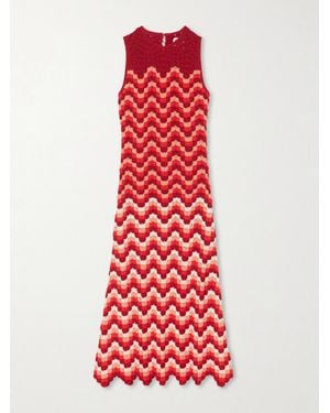 Escvdo Cuenca Scalloped Crocheted Cotton Maxi Dress - Red