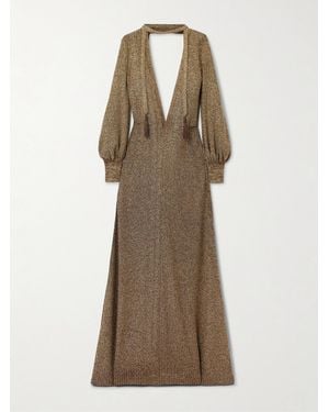 Tom Ford Embellished Metallic Jersey Maxi Dress - Natural