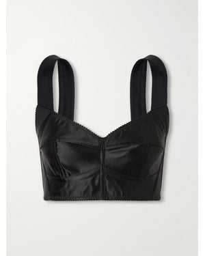 Dolce & Gabbana Cropped Paneled Satin Bustier Top - Black