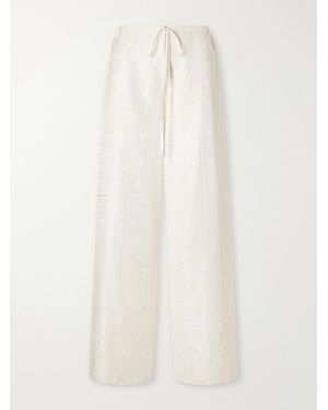 LIBEROWE Silk-Jacquard Wide-Leg Trousers - White