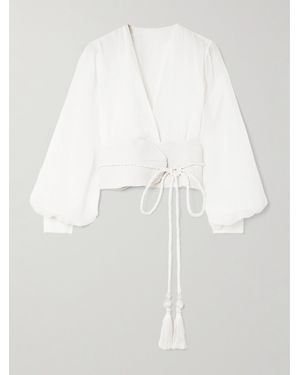 ANDRES OTALORA Haut En Lin À Ceinture Et À Finitions Tressées La Costa - Blanc