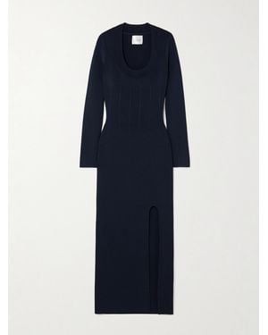 Galvan London Atalanta Stretch-Knit Midi Dress - Blue