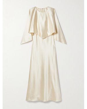 Adam Lippes Larys Layered Asymmetric Cape-Effect Silk-Charmeuse Maxi Dress - Natural