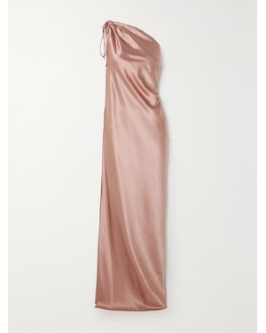 Max Mara Opera One-Shoulder Gathered Silk-Satin Gown - Pink