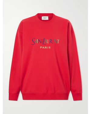 Saint Laurent Logo-Embroidered Cotton-Fleece Sweatshirt