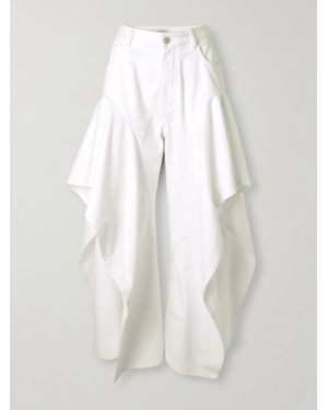 Alaïa Halbhohe Jeans Mit Weitem Bein Und Volants - Weiß