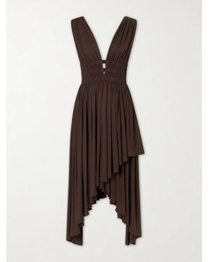 Alaïa Draped Jersey Midi Dress - Brown