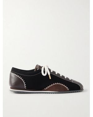 Wales Bonner Paris Suede-Trimmed Leather And Canvas Sneakers - Black
