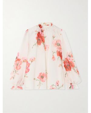 Zimmermann Lightburst Ruffled Floral-Print Cotton And Silk-Blend Voile Blouse - Pink