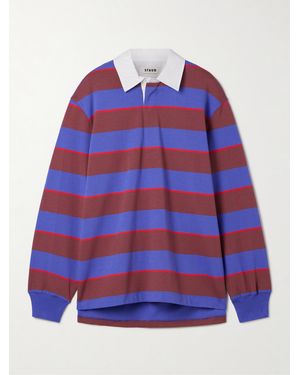 STAUD Gavin Striped Cotton-Blend Jersey Polo Shirt - Red