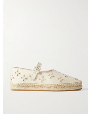 Loeffler Randall Clover Grosgrain-Trimmed And Broderie Anglaise Canvas Espadrilles - Natural