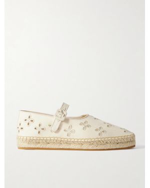 Loeffler Randall Clover Grosgrain-Trimmed And Broderie Anglaise Canvas Espadrilles - Natural
