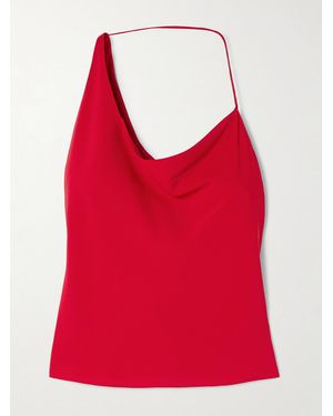 St. Agni Asymmetric Draped Satin Top - Red