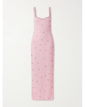 Clio Peppiatt Sophia Embellished Stretch-Mesh Gown - Pink