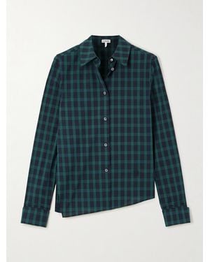 Loewe Asymmetric Checked Cotton-Poplin Shirt - Blue