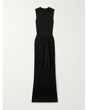 Balmain Maxikleid Aus Geripptem Jersey Mit Cut-Out - Schwarz
