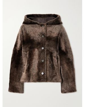 Yves Salomon Hooded Shearling Jacket - Brown