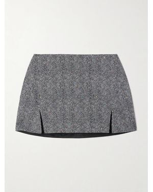 Givenchy Paneled Herringbone Cotton-Twill Mini Skirt - Gray