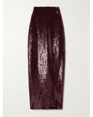 Galvan London Diffusion Sequined Stretch-Mesh Maxi Skirt - Purple