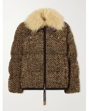 Moncler Dynamique Plush-Trimmed Bouclé Quilted Down Jacket - Brown
