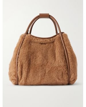 Max Mara Marine Leather-Trimmed Camel-Hair Tote - Brown