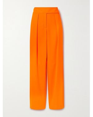 Christopher John Rogers Pleated Crepe Tapered Trousers - Orange