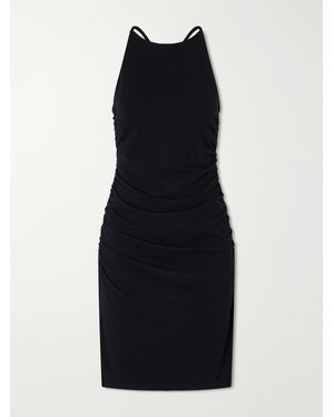 James Perse Ruched Tank Cotton-Blend Jersey Mini Dress - Black