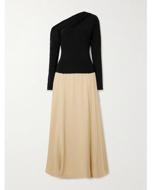 Esse Studios Dasha Duo Asymmetric Cutout Stretch-Knit And Gauze Maxi Dress - Natural