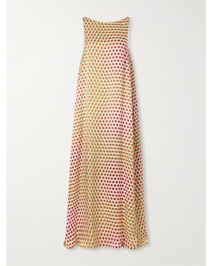 Dries Van Noten Polka-Dot Silk-Satin Maxi Dress - White