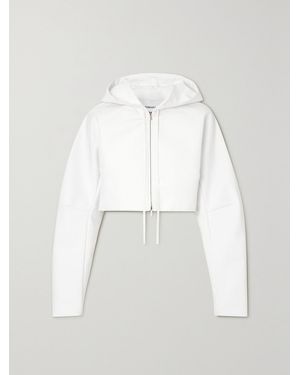 Ferragamo Cropped Jersey Hoodie - White