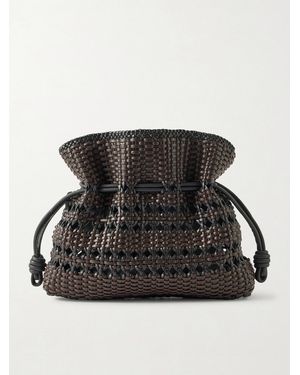 Loewe Flamenco Medium Woven Leather Clutch - Black