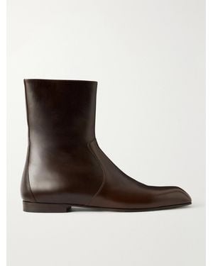 KHAITE Leather Ankle Boots - Brown