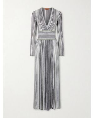 Missoni Striped Sequin-Embellished Metalic Crochet-Knit Maxi Dress - Grey