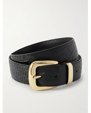 Anderson's Croc-Effect Leather Belt - Black