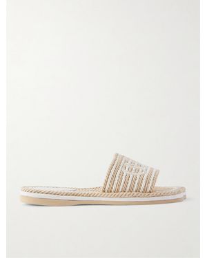 Chloé Embroidered Striped Cord Slides - Natural