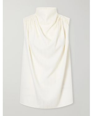 Kallmeyer Penny Sequined Ruched Striped Twill Top - White