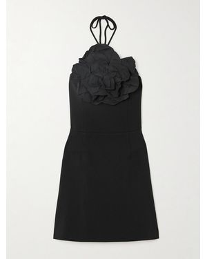 Rebecca Vallance Odetta Appliquéd Crepe Halterneck Mini Dress - Black