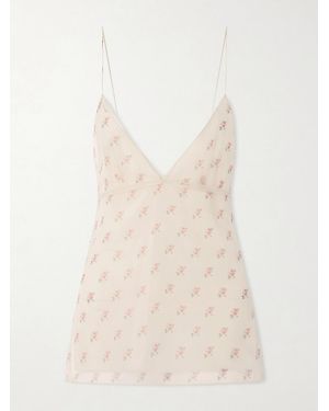 KHAITE Timy Floral-Print Silk-Organza Camisole - Natural