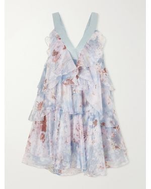 Aje. Athena Floral-Print Organza Mini Dress - White