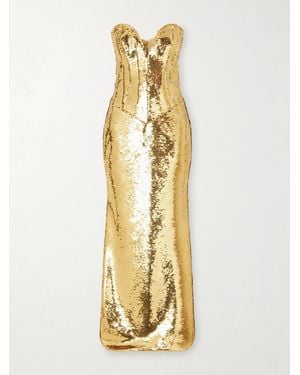 The New Arrivals Ilkyaz Ozel Azzurra Paillette-Embellished Dress - Metallic