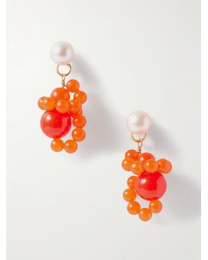 Completedworks Ohrstecker Aus Recyceltem-Vermeil Mit Perlen Und Zierperlen - Orange