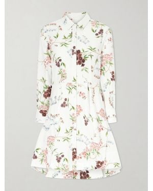 Erdem Pleated Floral-Print Cotton-Poplin Mini Shirt Dress - Natural