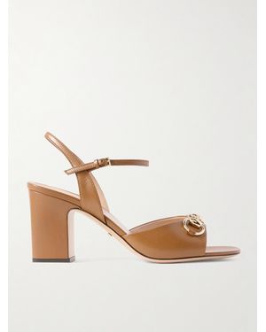 Gucci Lady Horsebit-Embellished Leather Sandals - Brown