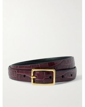 Anderson's Croc-Effect Leather Belt - Red