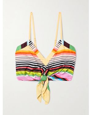 Christopher John Rogers Casette Bustier Aus Glänzendem Jacquard Mit Streifen Zum Binden - Mehrfarbig