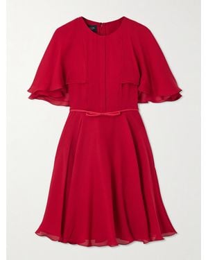 Giambattista Valli Cape-Effect Satin-Trimmed Silk-Chiffon Mini Dress - Red