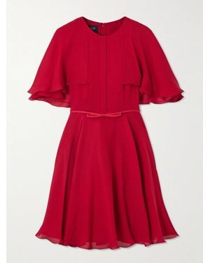 Giambattista Valli Cape-Effect Satin-Trimmed Silk-Chiffon Mini Dress - Red