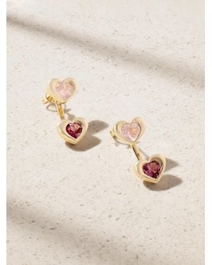 Roxanne First Two Of Hearts Ohrringe Aus 14 Karat Mit Rosenquarzen Und Turmalinen - Natur