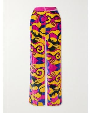 Sleeping with Jacques Net Sustain Printed Velvet Trousers - Pink