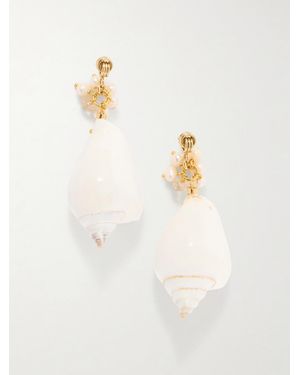 Tohum Design Samsara-Plated And Seashell Beaded Earrings - White